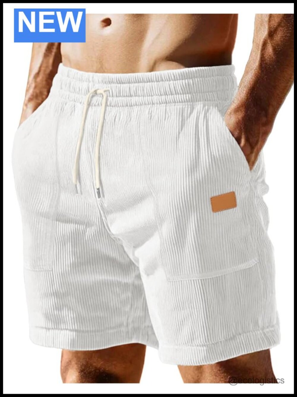 Men's Lightweight Corduroy Drawstring Shorts Summer Casual Flat Front